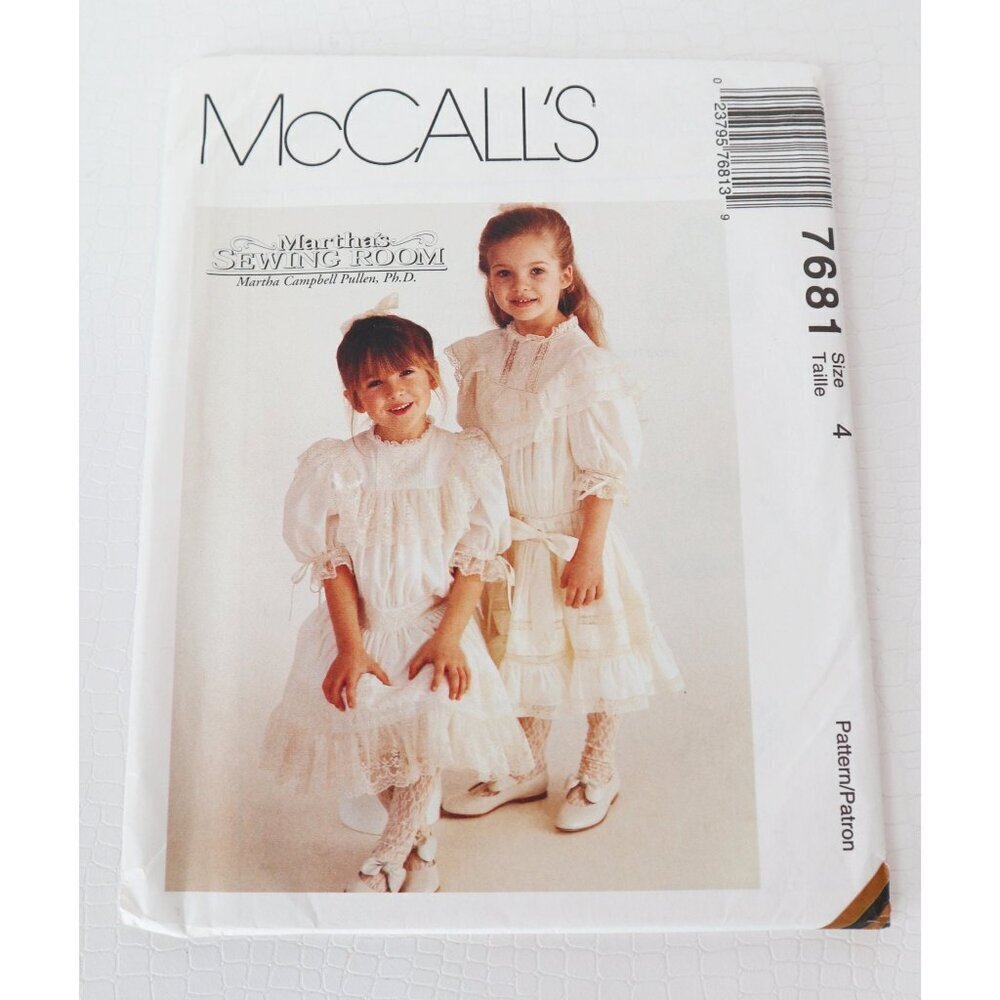 McCall's 7681 Vintage Sewing Pattern Martha's Sewing Room Girls Dress And Slip V
